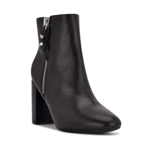 Nine West Women's  Black Leather Takes 9X9 Dress Booties‎ Size 9M - Picture 1 of 13
